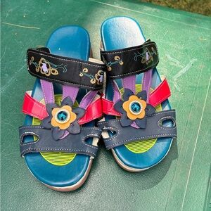 Floral Embellished Women's Sandals - Multicolor